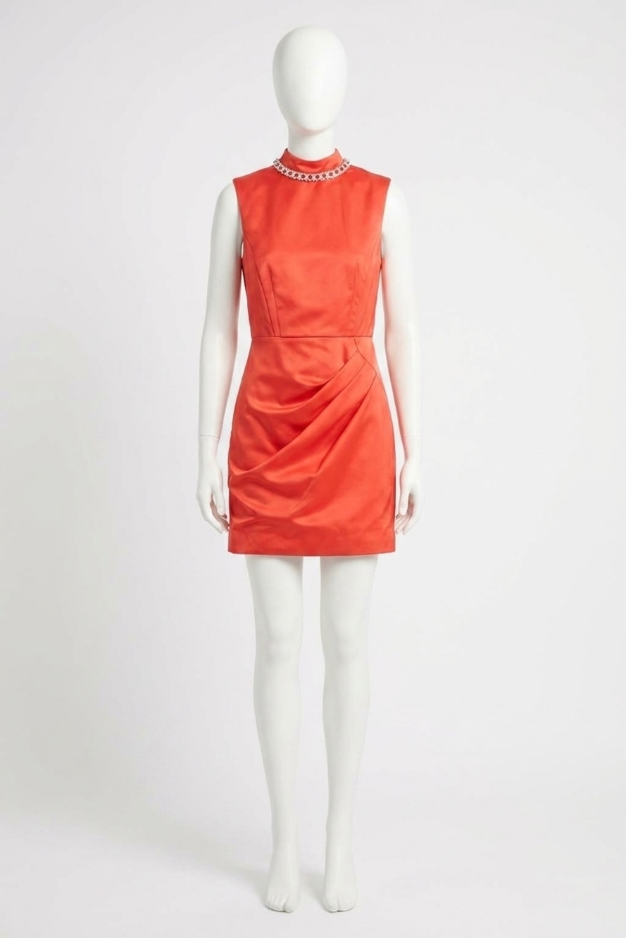 NEW SALONI flora short dress in bright scarlet